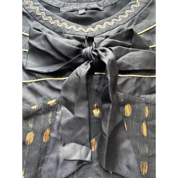 Marc Jacobs Vintage Dot Dress Women’s Size 2 Black Gold Knee Length Y2K - Picture 5 of 9